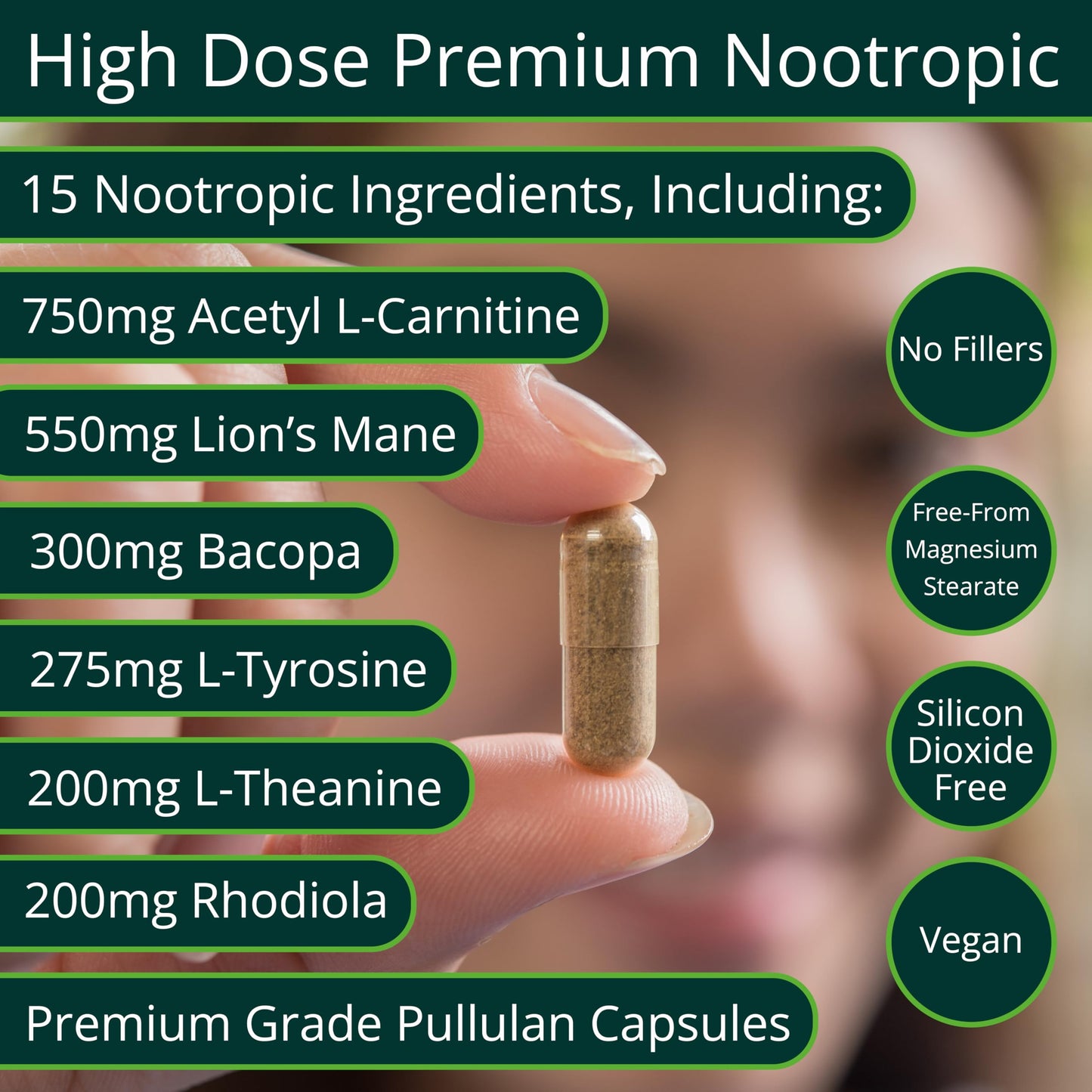 ThinkEase Brain Supplement (120 Capsules) | Memory, Mental Clarity, Focus, Cognitive Performance | Nootropic Supplement with L-Theanine, Acetyl L-Carnitine, Phosphatidylserine, Lion's Mane & More