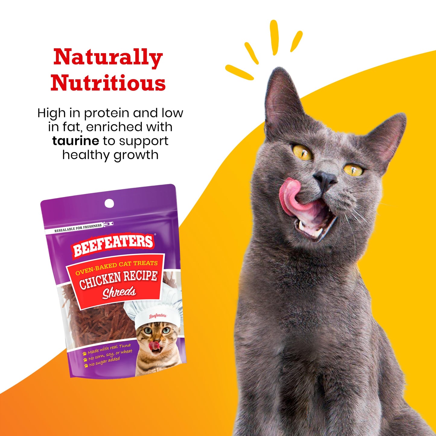 Beefeaters Cat Treat  Chicken Fillet Recipe Shreds 141oz Case of 12  Real Cat Food No SugarSoyCornWheat  High Protein  Taurine  Training Treats  No Artificial Additives