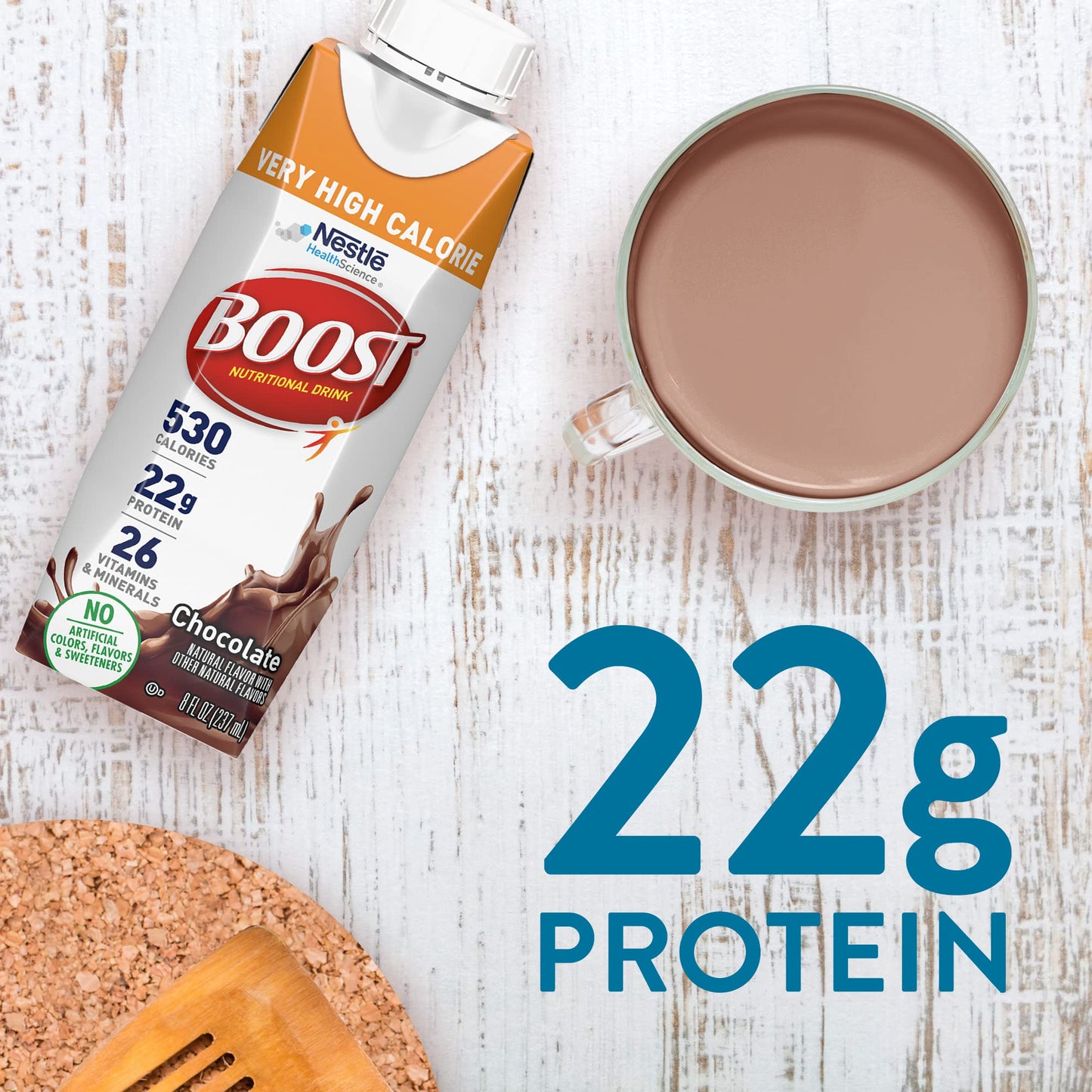 Boost Very High Calorie Chocolate Nutritional Drink  22g Protein 530 Nutrient Rich Calories 8 Fl Oz Pack of 24