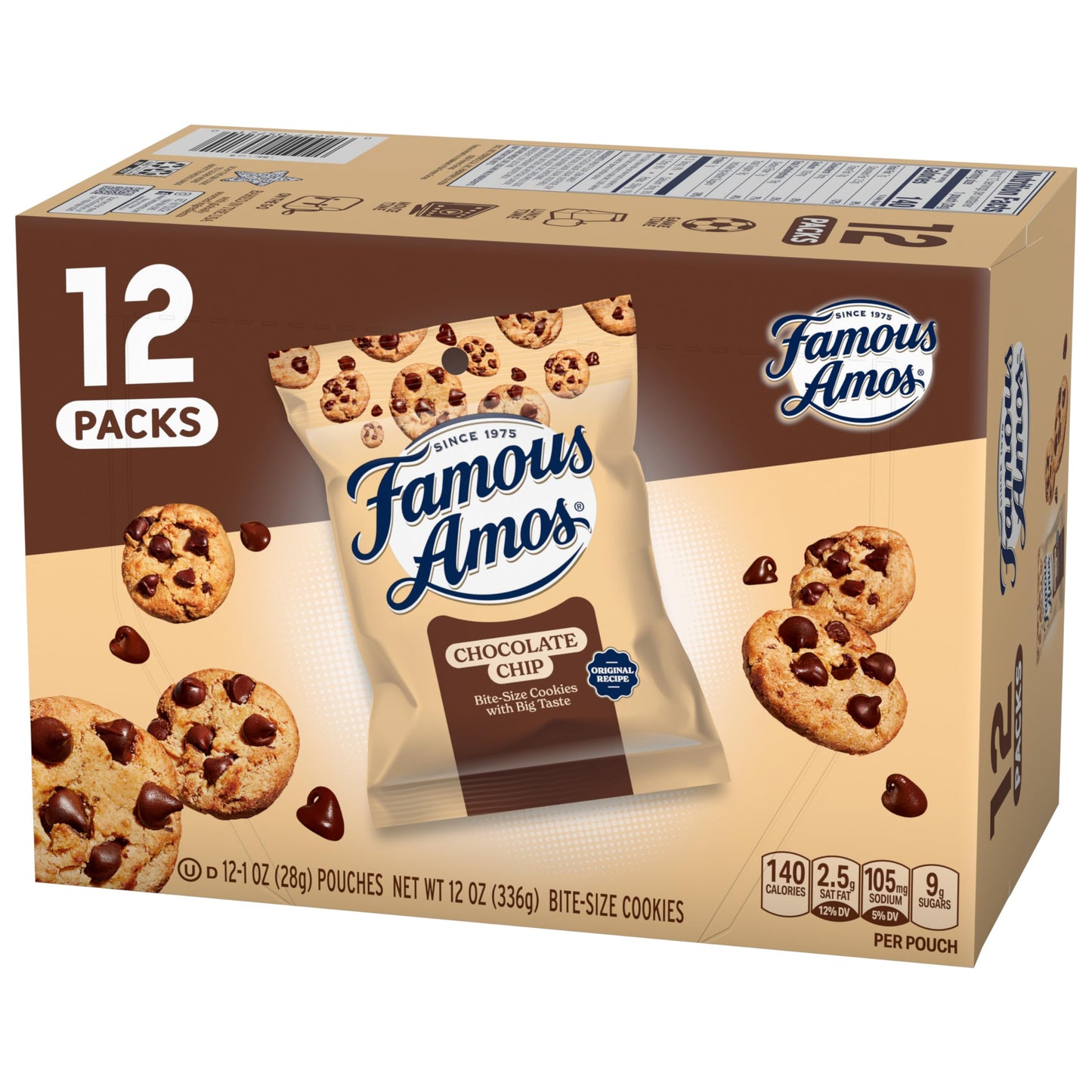 Famous Amos Classic Chocolate Chip Cookies 1 Ounce Bag Pack of 12