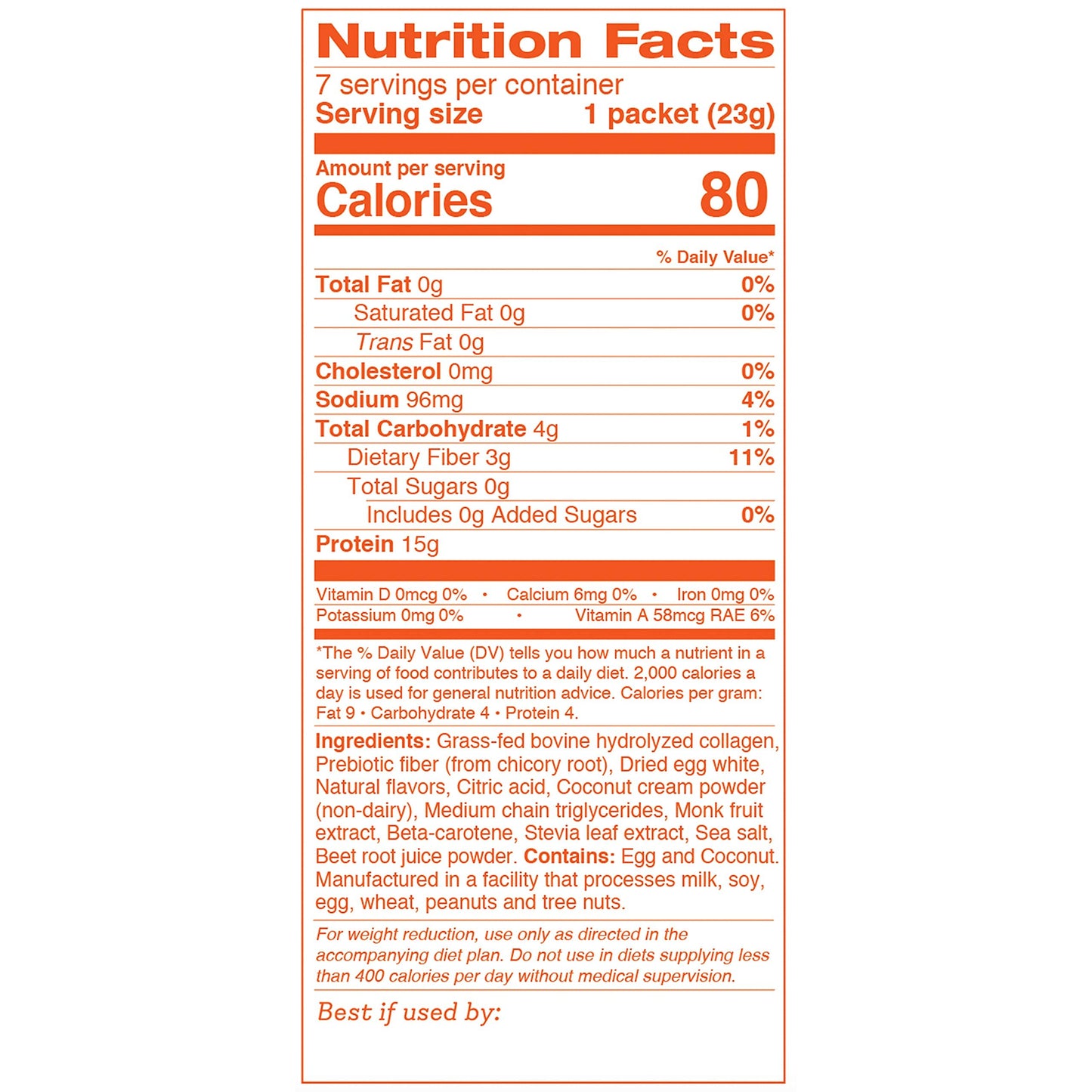 Dr. Kellyann Orange Cream Keto Shake Packets (7 Servings) - 15g Protein, Grass-Fed Collagen, Keto & Paleo-Friendly, 1 Pack