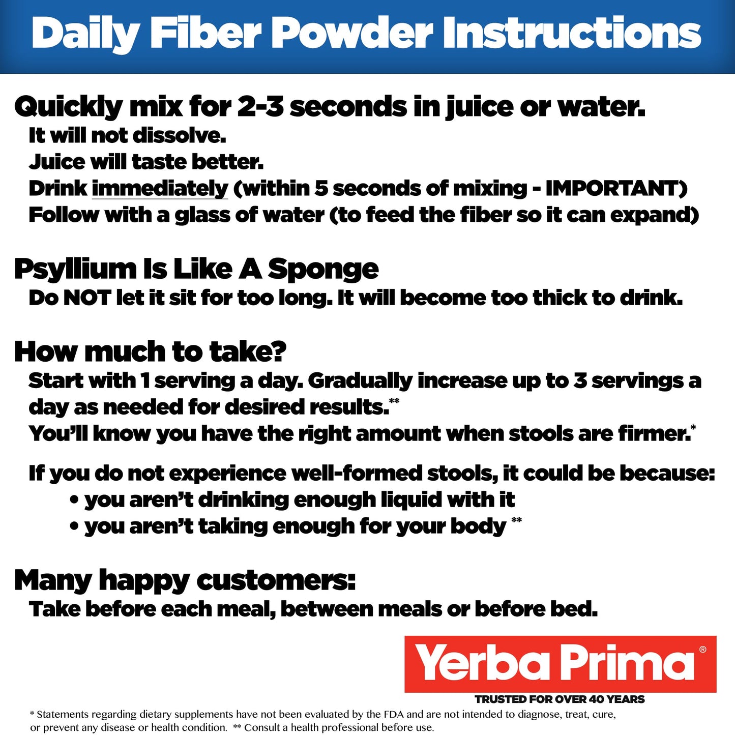 Yerba Prima Daily Fiber Formula Powder - 12 oz (Pack of 4) - Soluble & Insoluble Dietary Fiber Supplement - Gut Health - Vegan, Non-GMO, Gluten-Free