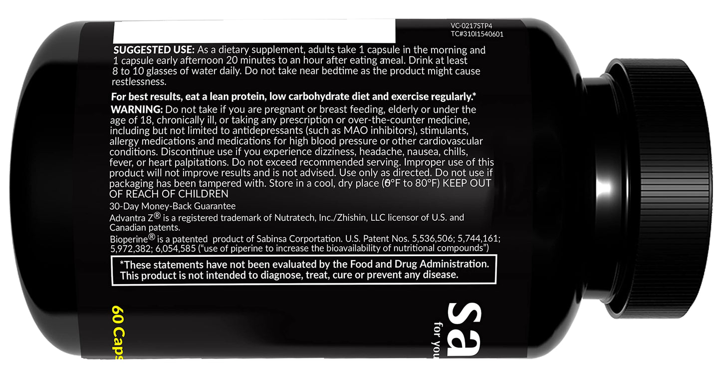 Saba TrimPro™ - Thermogenic Fat Burner - Weight Loss, Appetite Suppressant, & Energy Booster - Premium Vitamins, Minerals & Plant Ingredients & More - 60 Natural Diet Pills