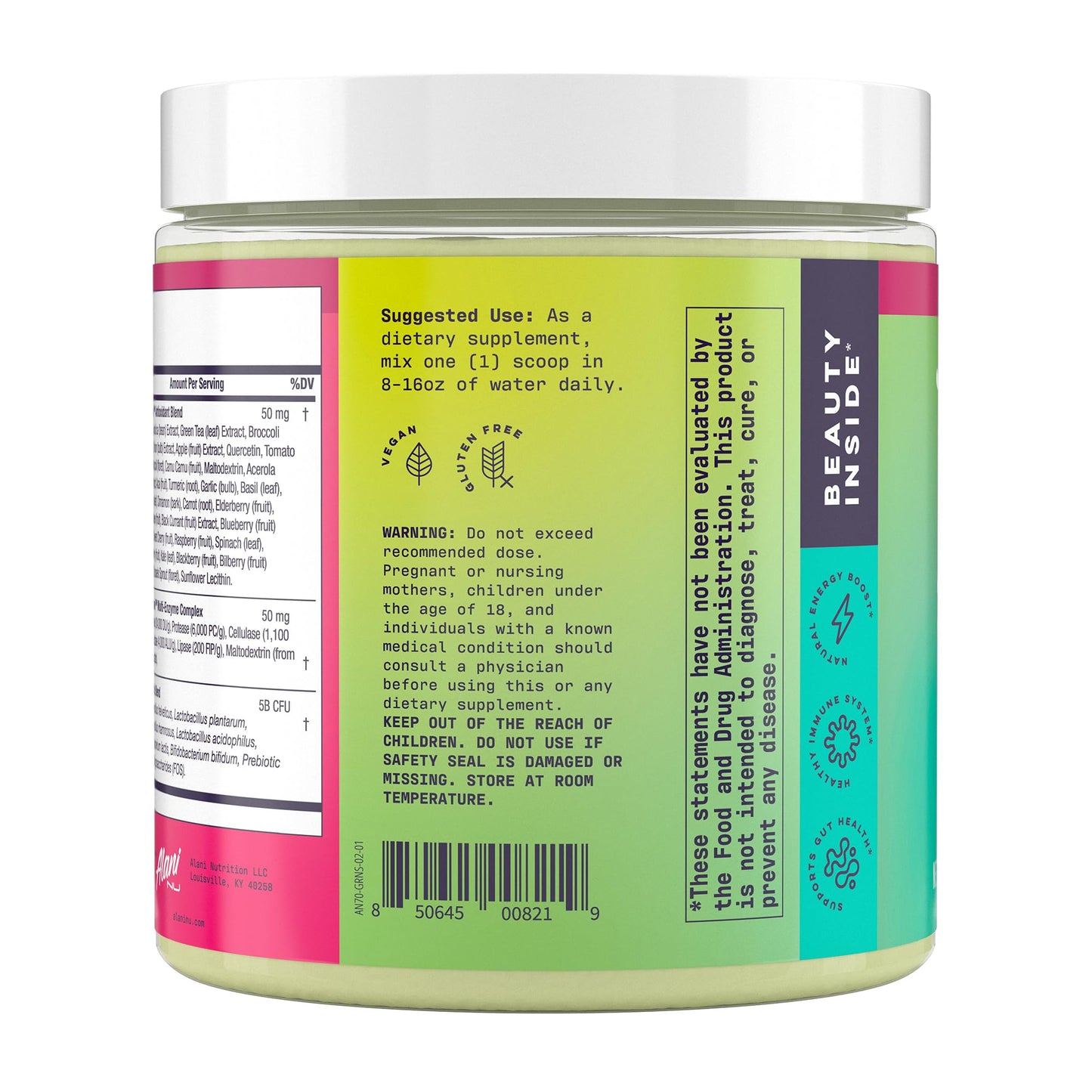 Alani Nu Super Greens Powder Wild Berry | Green Juice Supplement | Spirulina + Wheat Grass Powder | Naturally Flavored | Smoothie Juice Mix | Gluten Free | Vegan | 30 Servings