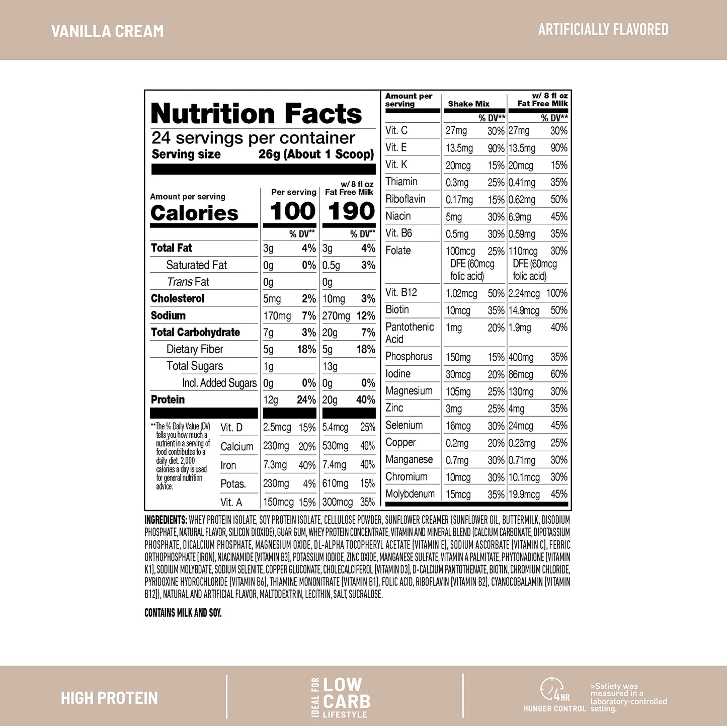 SlimFast Advanced Nutrition High Protein Meal Replacement Smoothie Mix, Vanilla Cream, Weight Loss Powder, 20g of Protein, 12 Servings (Pack of 2) (Packaging May Vary)