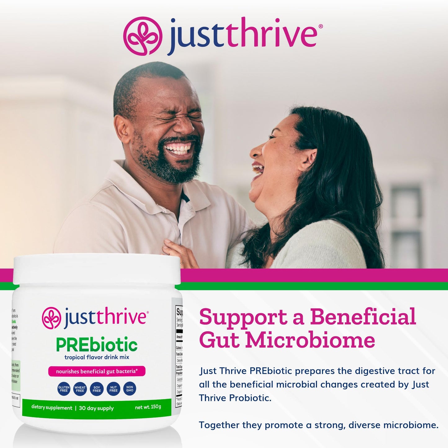 Just Thrive PREbiotic Powder - Digestive and Immune Support Supplement, 150 g
