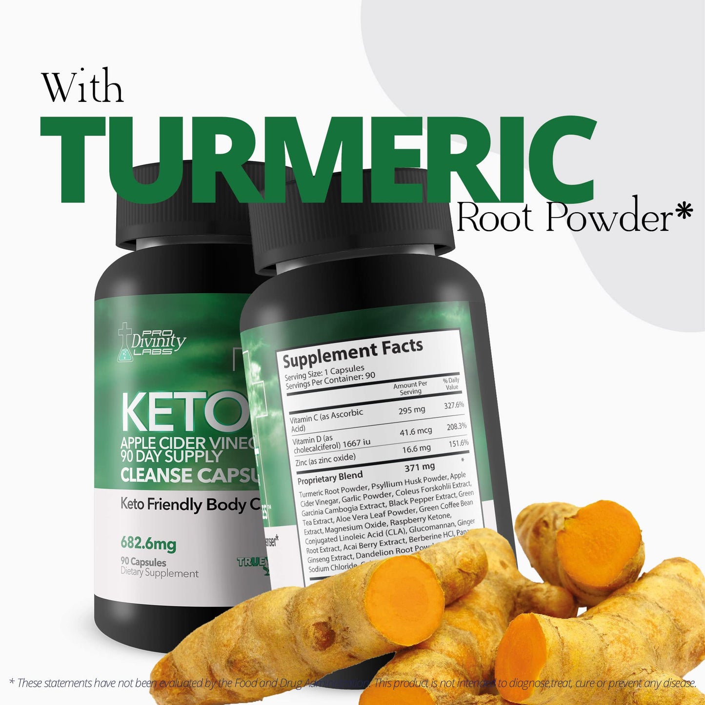 Pro Divinity Labs Keto + Apple Cider Vinegar 90 Day Supply Cleanse Capsules - Keto Friendly Body Cleanser to Promote Overall Health - Premium Antioxidant & Fiber Support for Digestive & Immune Health