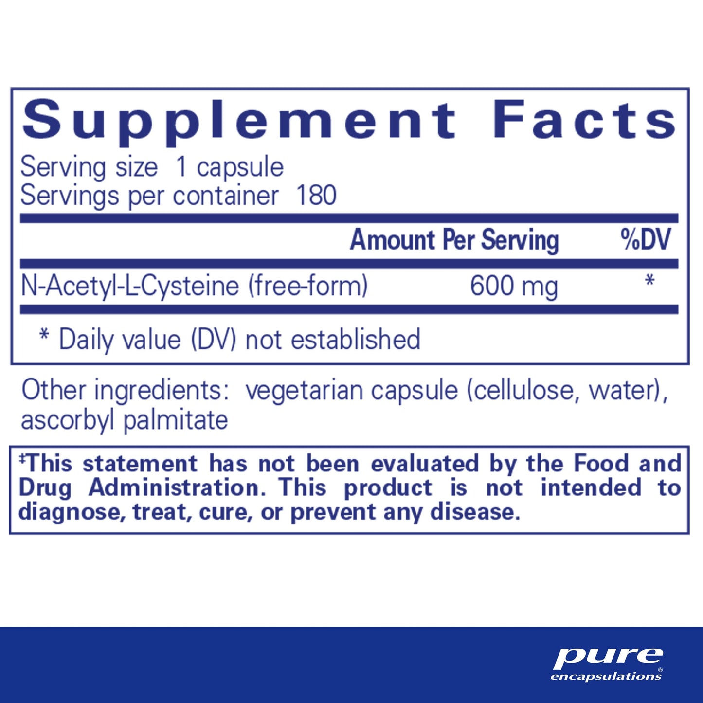Pure Encapsulations NAC 600 mg - N-Acetyl Cysteine NAC Supplement for Lung Health & Immune Support, Liver Support & Antioxidants* - with Freeform N-Acetyl-L-Cysteine - 180 Capsules
