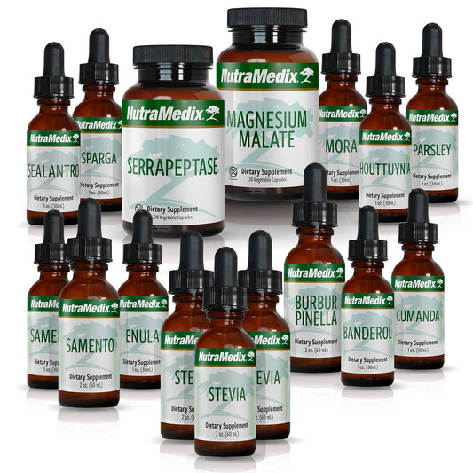 NutraMedix Cowden Support Program Month 9 - Bioavailable Herbal Detox Protocol Including Banderol, Burbur-Pinella, Parsley. Samento Cat's Claw Tincture, Serrapeptase, Magnesium & More (16 Piece Set)