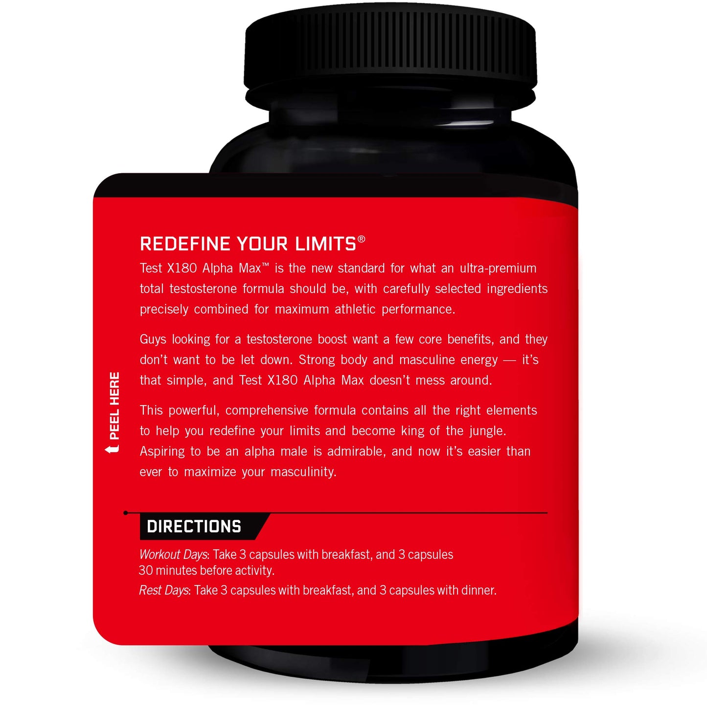 FORCE FACTOR Test X180 Alpha Max Total Testosterone and Nitric Oxide Booster for Men with Fenugreek Seed and Tribulus to Increase Blood Flow and Improve Male Athletic Performance, 180 Capsules