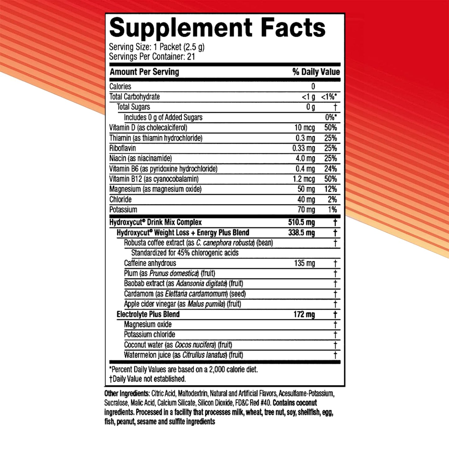 Hydroxycut Drink Mix, Wildberry Blast - 21 Travel-Size Packets, Pack of 2 - Zero Calories, Zero Sugar - Boost Metabolism, Burn Calories, Increase Energy - for Women & Men