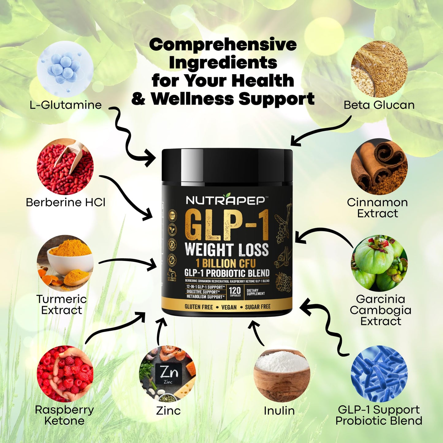 NutraPep GLP-1 Probiotic Weight Loss Supplement - Glp1 Booster with Berberine for Fat Burn