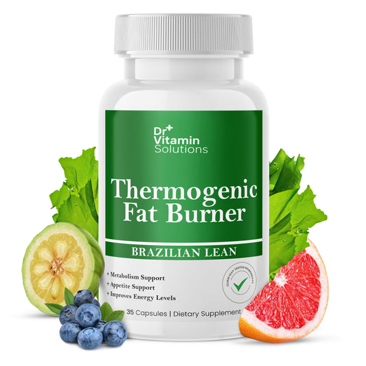 DR VITAMIN SOLUTIONS Thermogenic Fat Burner - Natural Appetite Control & Metabolic Booster with Green Tea & Bloat Defense (35 Capsules)