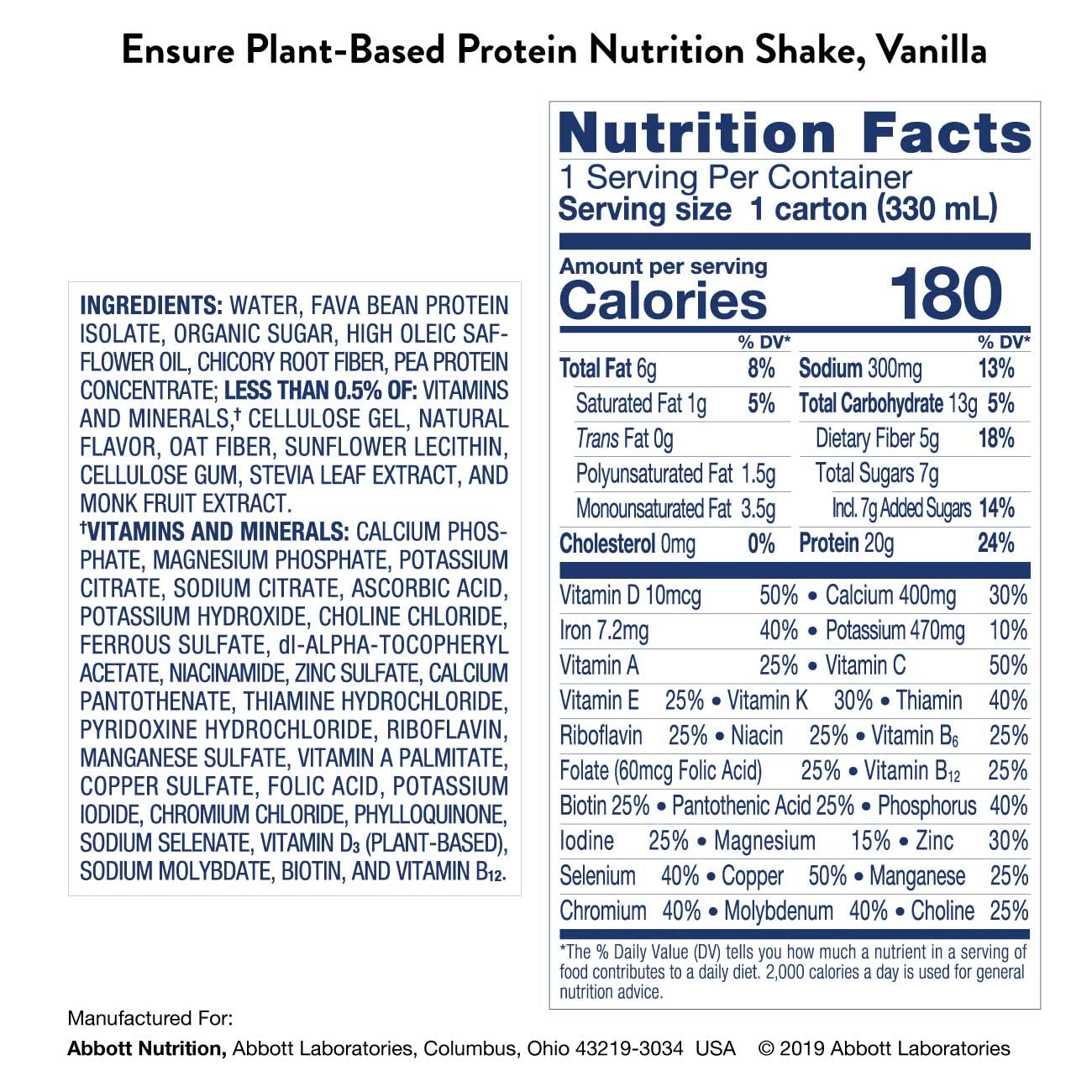 Ensure Plant Protein Nutrition Shakes Vanilla 11 Fl Oz Each (Pack of 4)