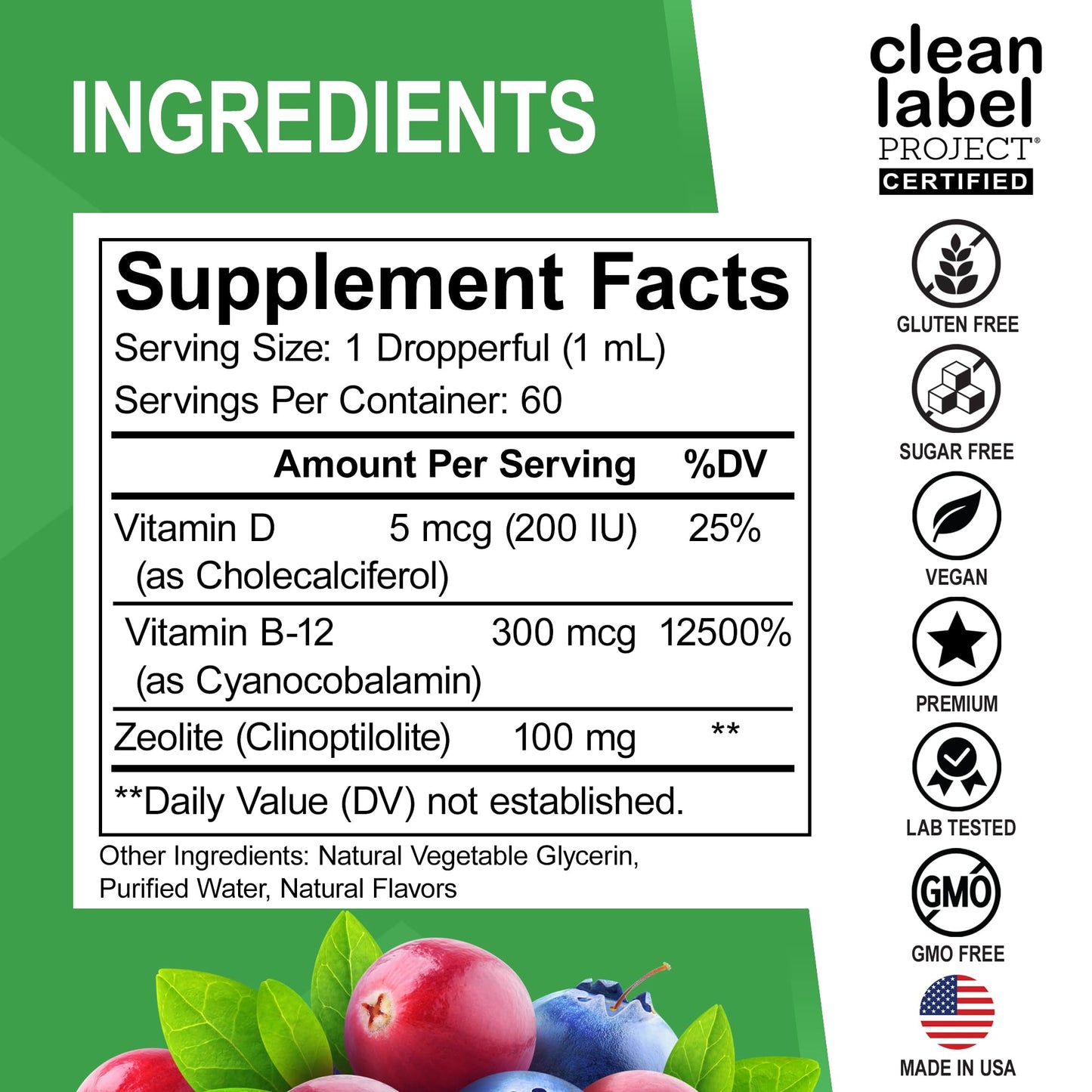 Zeolite Detox for Kids Liquid Drops - Advanced Clinoptilolite with Pure Vitamins B12 & D - Kids Gentle Body Daily Cleanse Focus & Speech Extra Clinoptilolite Zeolite Drops Detox Cleanse Supplement 2oz