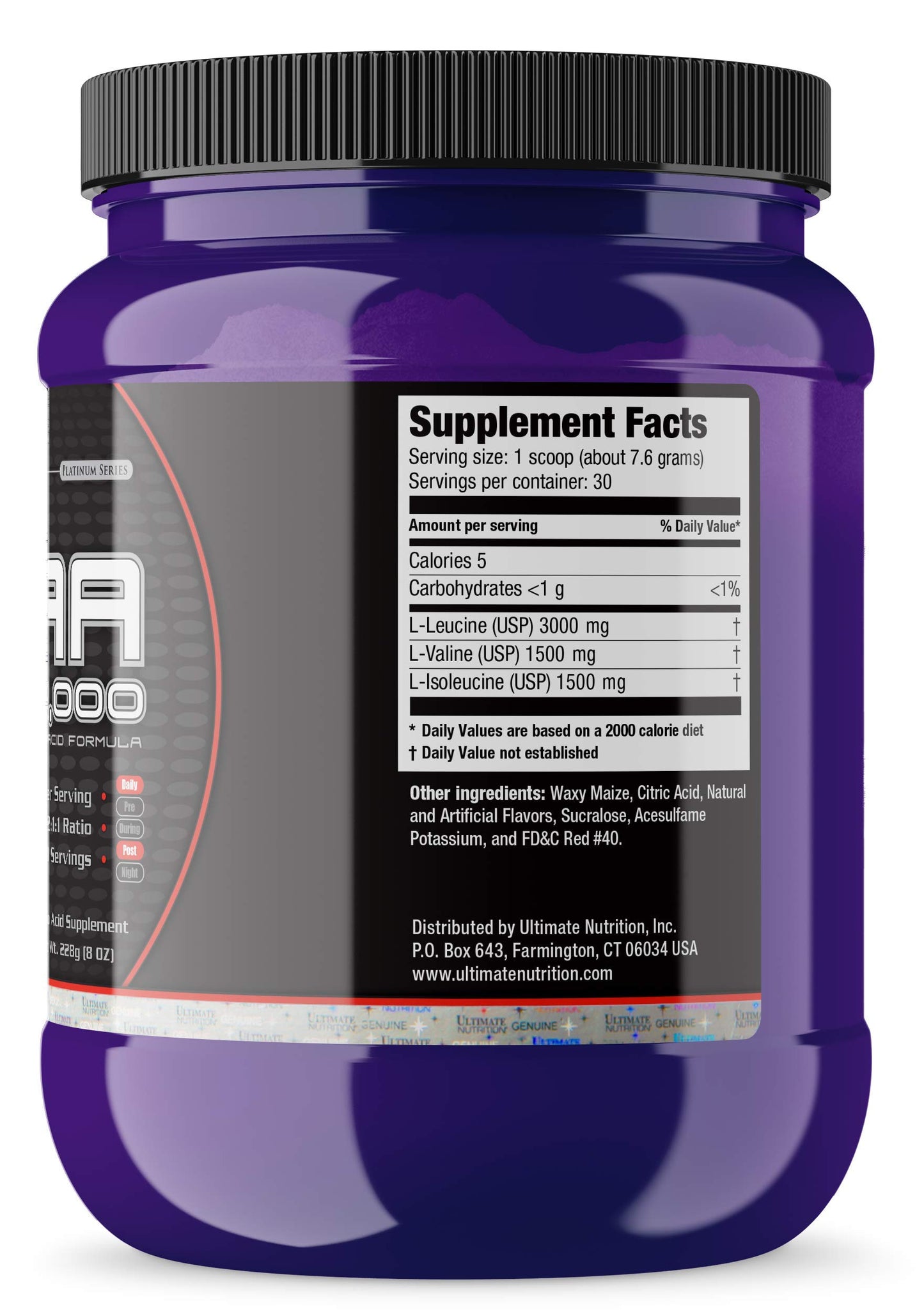 Ultimate Nutrition Flavored BCAA Powder - Caffeine Free with 3g Leucine 1.5g Valine 1.5g Isoleucine - Post Workout Amino Acid Supplement, Watermelon, 30 Servings