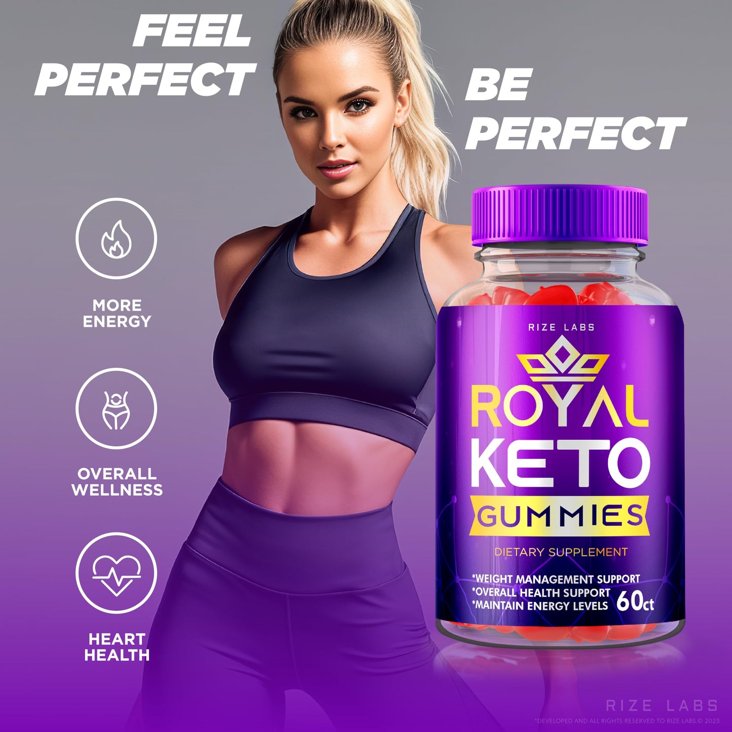 rize labs - Royal Keto ACV Organic Gunmies, Belly Fat Diet, Support Weight Loss for Men and Women with Apple Cider Vinegar, Provides Extra Strength (120 Gummies) (2 Pack)