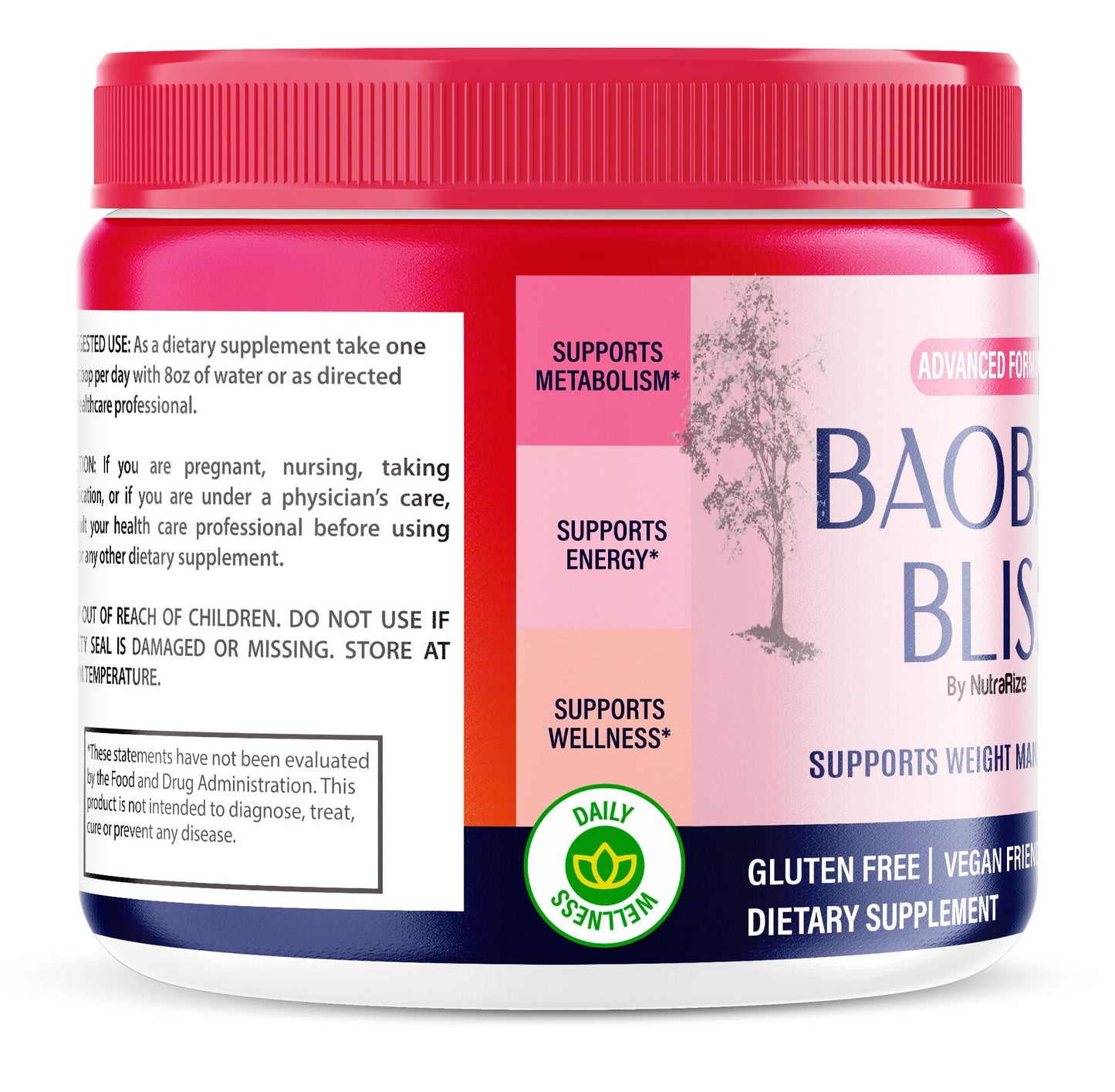 NutraRize (Pack of 2 Baobab Bliss Powder, The Secret Native African Coffee, Detox to Support Fitness & Healthy Lifestyle, All Natural Fiber Supplement, Organic Review (60 Servings)