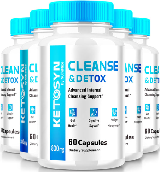 (5 Pack) Ketosyn Cleanse & Detox Capsules, Ketosyn Pills for Advanced Weight Loss, Maximum Strength Keto Blend Support Supplement, Keto Syn Internal Cleansing Pastillas Reviews (300 Capsules)