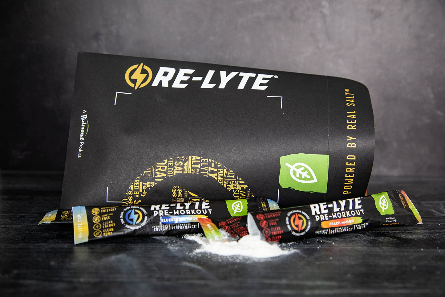 REDMOND Re-Lyte Pre-Workout Drink Mix, Sampler Pack, 4 Sticks