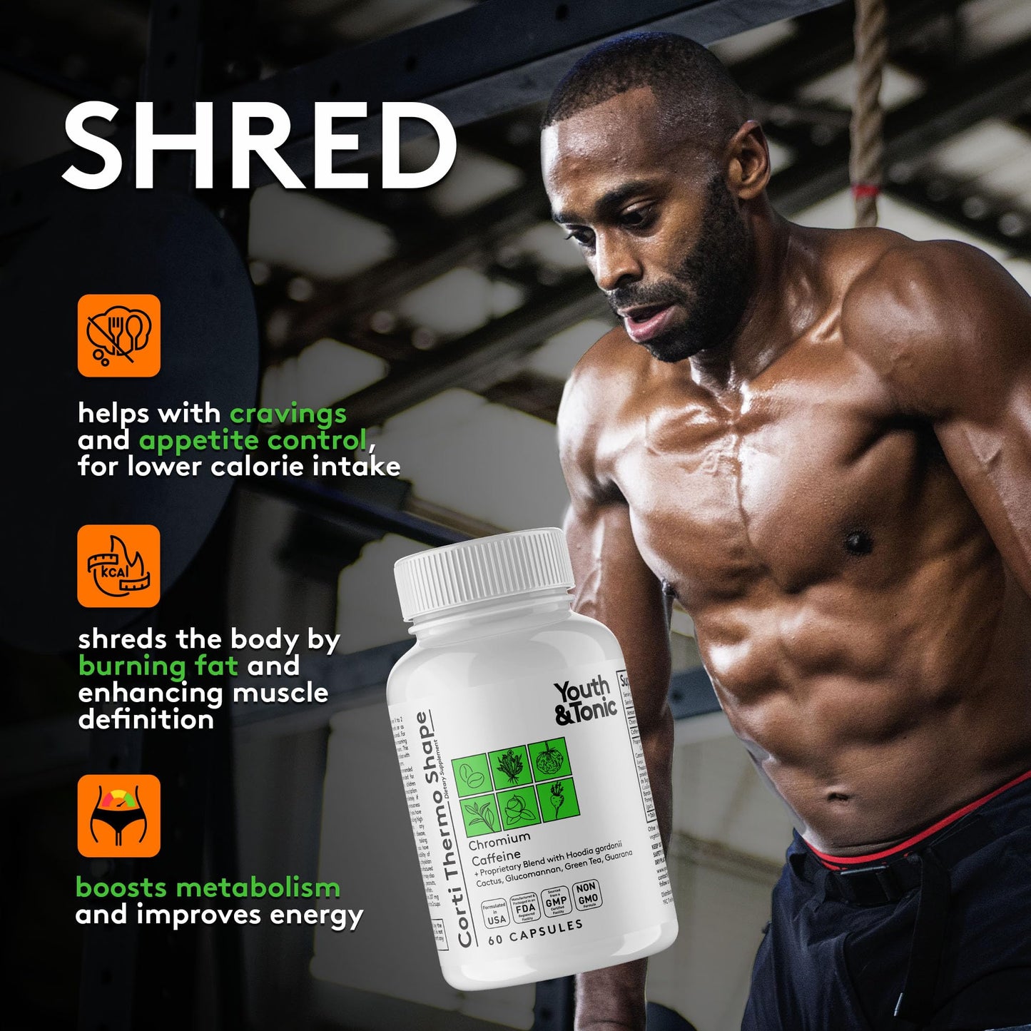 Youth & Tonic Sculpt Shred Cleanse Detox 3X Weight Loss Pills: Appetite Suppressant, Fat Burner, Energy Booster & Nighttime Cleanse for Diet - 120 Pills