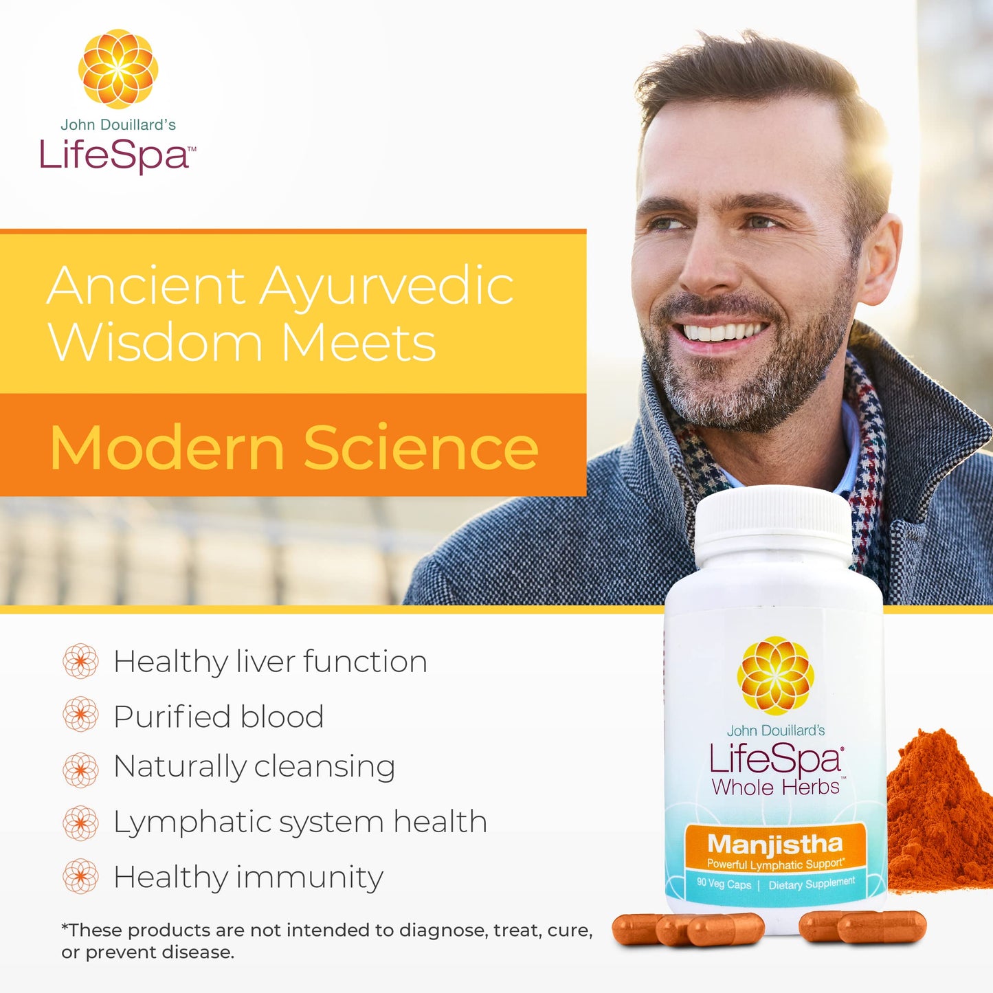 LifeSpa Whole Herbs Manjistha Capsules | Liver Cleanse | Vegan Multivitamin | for Lymphatic Support and Liver Detox | 90 Capsules 400mg