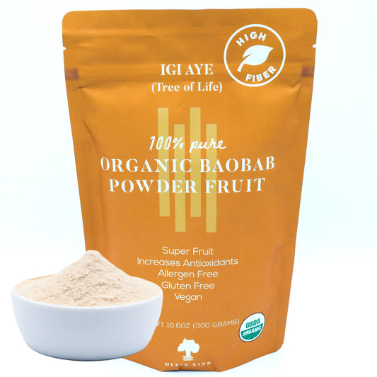 MERIN KIND Organic Baobab Powder - Prebiotic Fiber Supplement for Immunity, Gut Health, and Energy Boost - Soluble and Insoluble Fiber for Women, Men, and Kids - Natural Plant Fiber (10.6 oz)