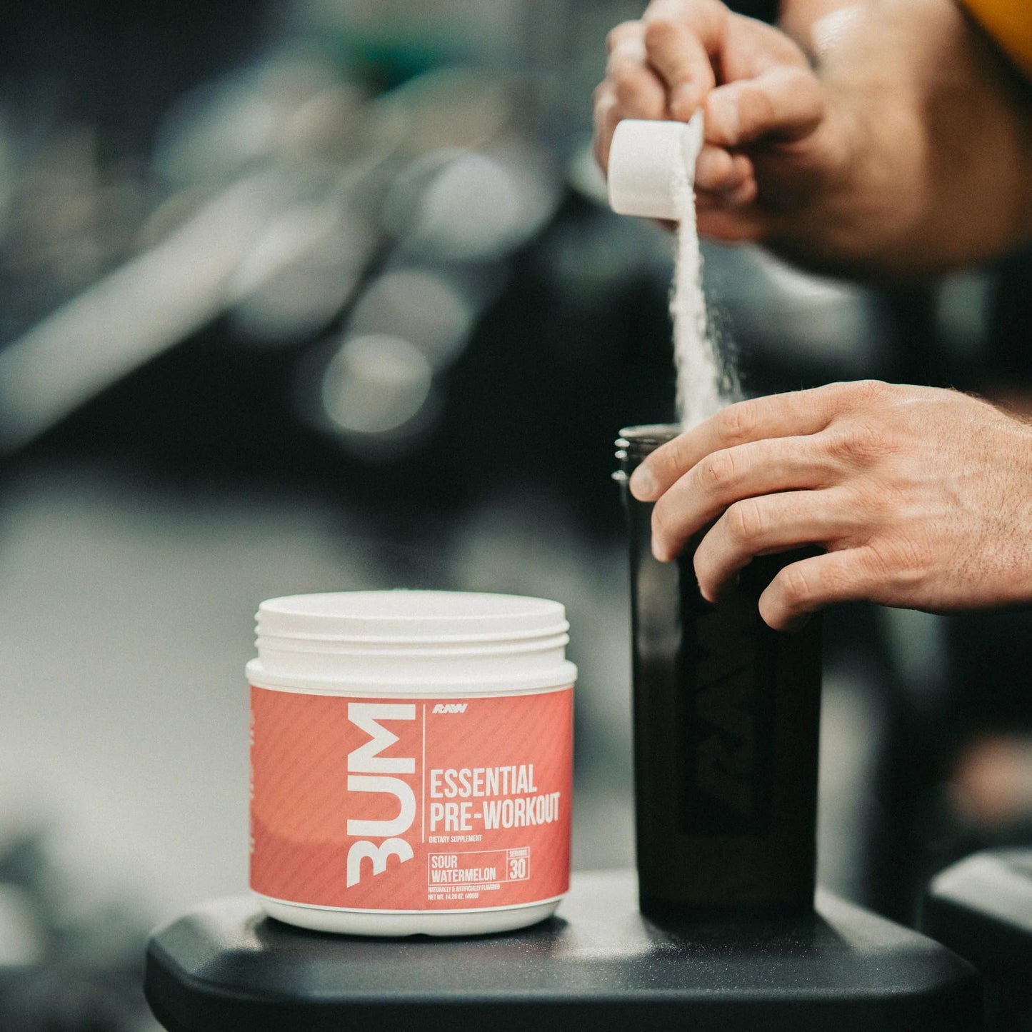 RAW Essential Pre-Workout Powder - CBUM Formula | Energy Drink for Men & Women, Muscle Pump, Focus, Stamina, Strength, Endurance & Performance Booster | Sour Watermelon Flavor, 1.79 lbs