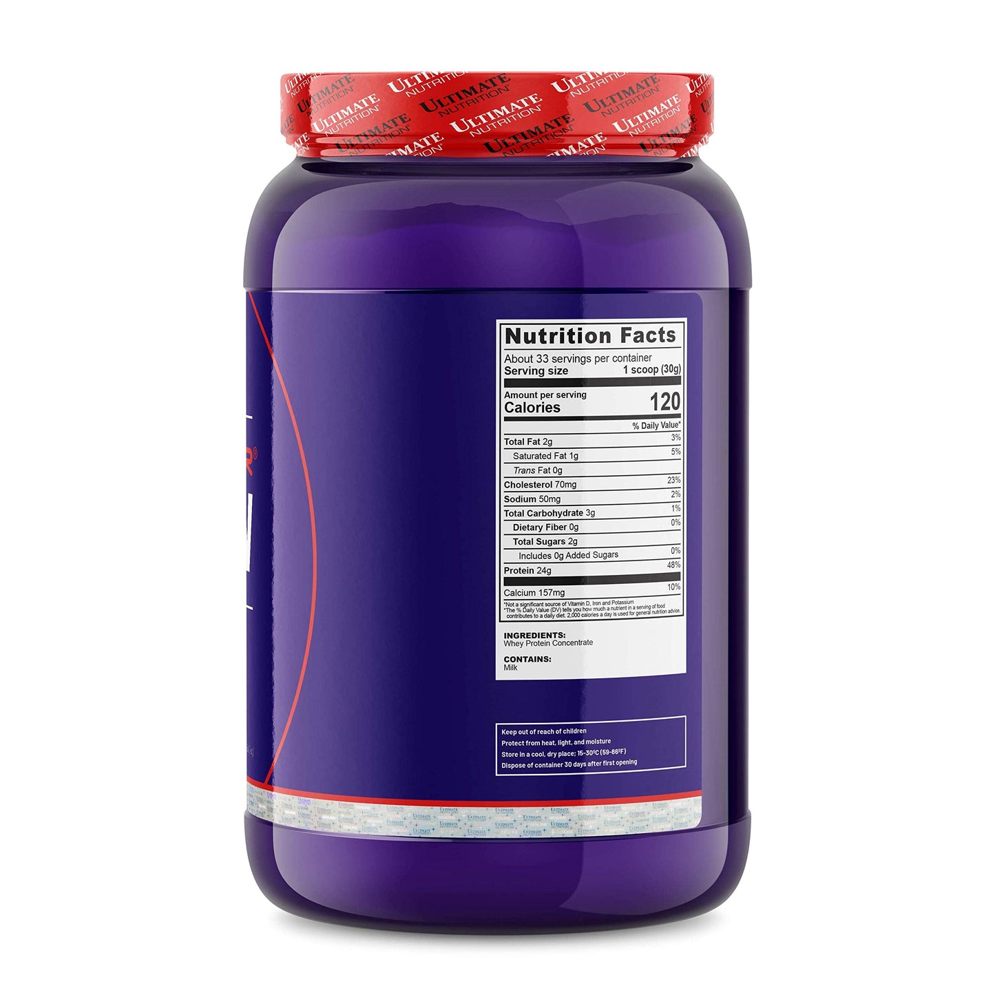 Ultimate Nutrition RAW Whey Protein Concentrate Powder with No Added Ingredients or Flavors - 24 Grams of Protein Per Serving with 5.5 Grams of BCAAs, 2.2 Pounds, Unflavored