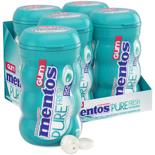 Mentos Pure Fresh SugarFree Chewing Gum with Xylitol Bulk Wintergreen Bulk 50 Count Pack of 4