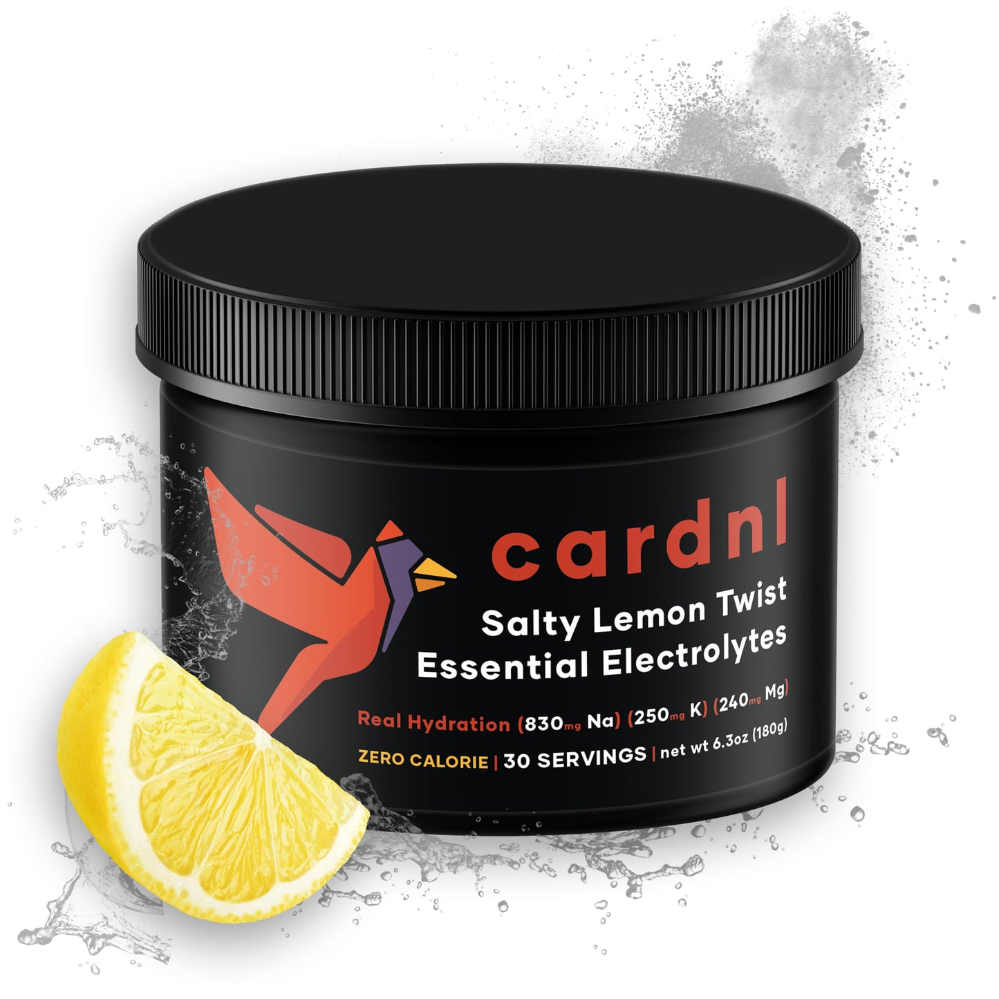 Cardnl Zero Sugar Electrolytes, Authentic Salty Lemon, Lowest Cost, Most Electrolytes Per Serving, Clean Ingredient Powder (30 Servings)