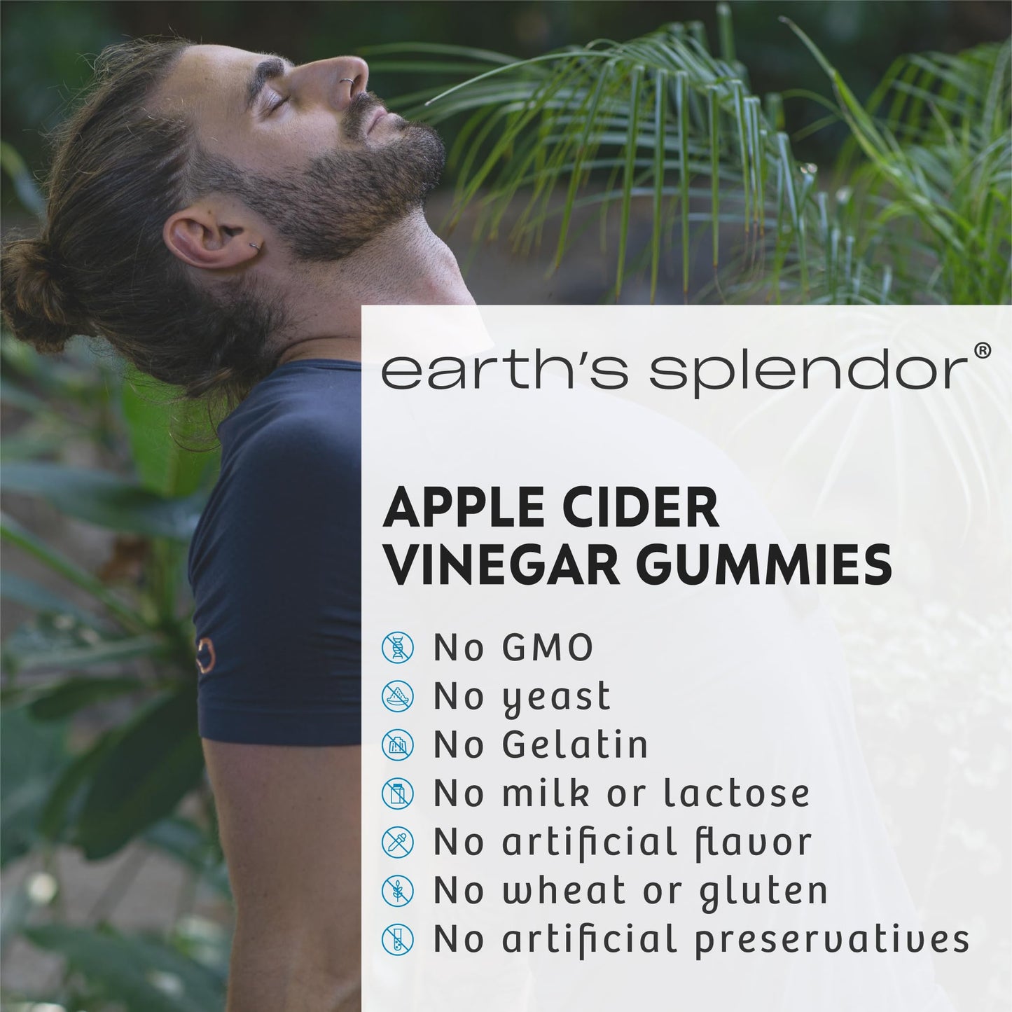 Earth's Splendor Apple Cider Vinegar Gummies - 30 Count - Vegan, Non-GMO, Gluten-Free - Supports Digestive Health, Detox, Immune System & Natural Energy - Delicious Fruity Flavor