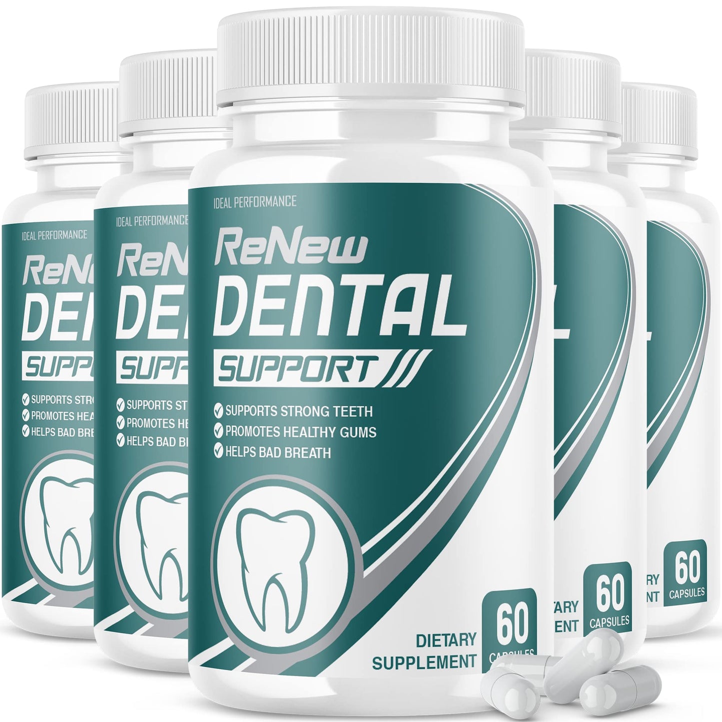 IDEAL PERFORMANCE (5 Pack) Renew Dental Support Pills Cleanser (300 Capsules)