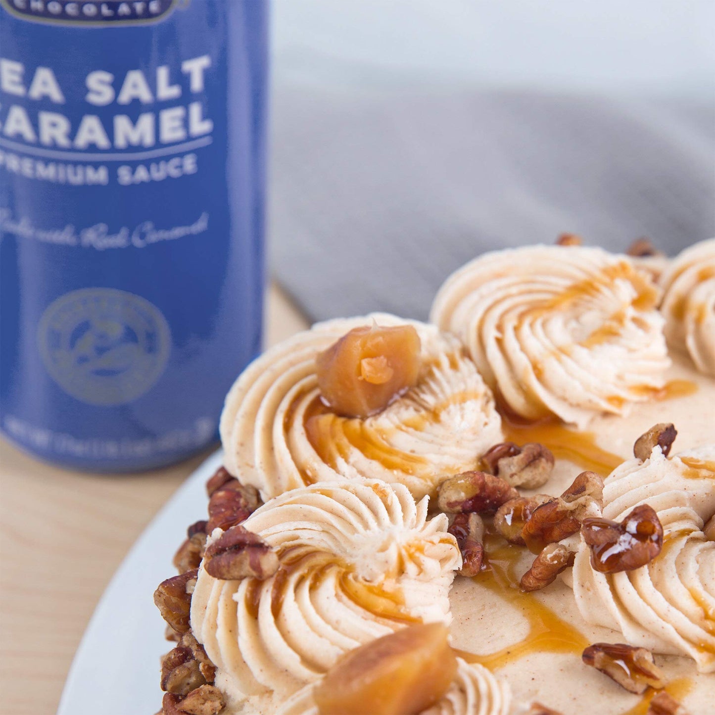 Ghirardelli Sea Salt Caramel and Chocolate Flavored Sauce 16 oz Squeeze Bottles Pack of 2 with Ghirardelli Stamped Barista Spoon