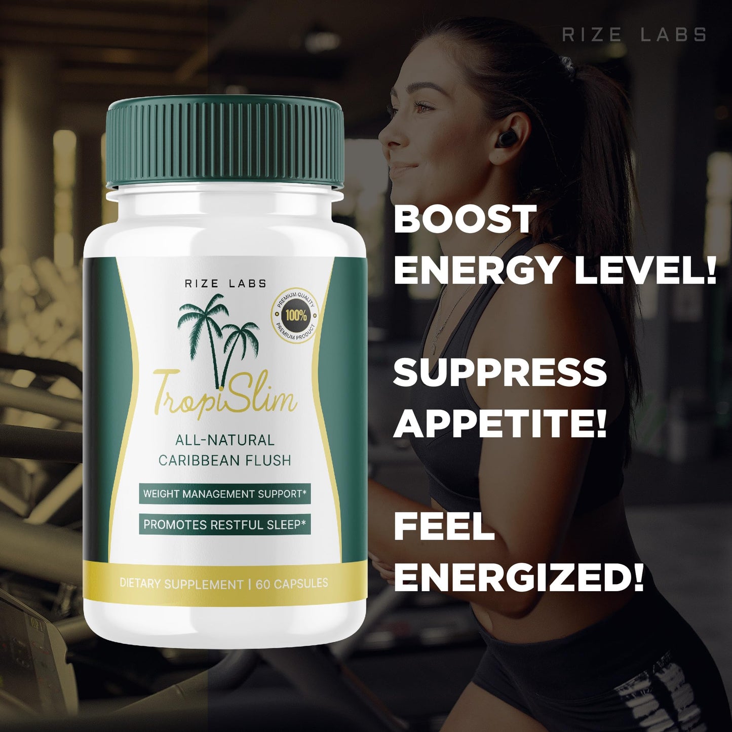 rize labs - Tropislim All Natural Caribbean Flush, Weight Loss Supplement, Slimming Capsules for Women, Healthy Lifestyle + Leaner Physique (60 Capsules)