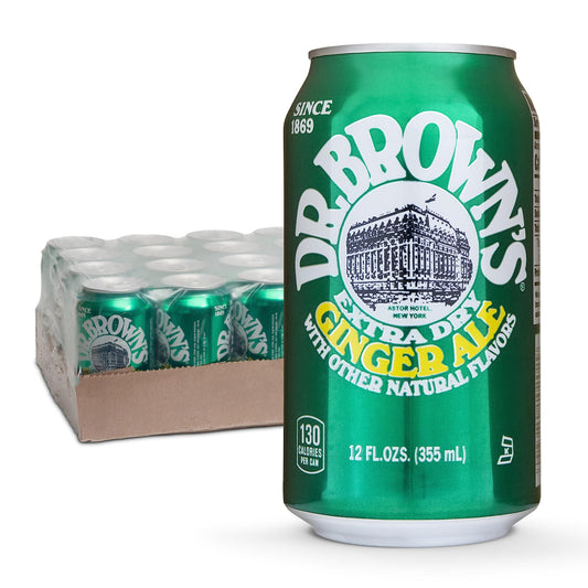 Dr Browns Ginger Ale Soda  A New York Original  24 Cans of Refreshing Kosher Gourmet Soda Pop  Ginger Ale Soda  24 x 12 oz Cans