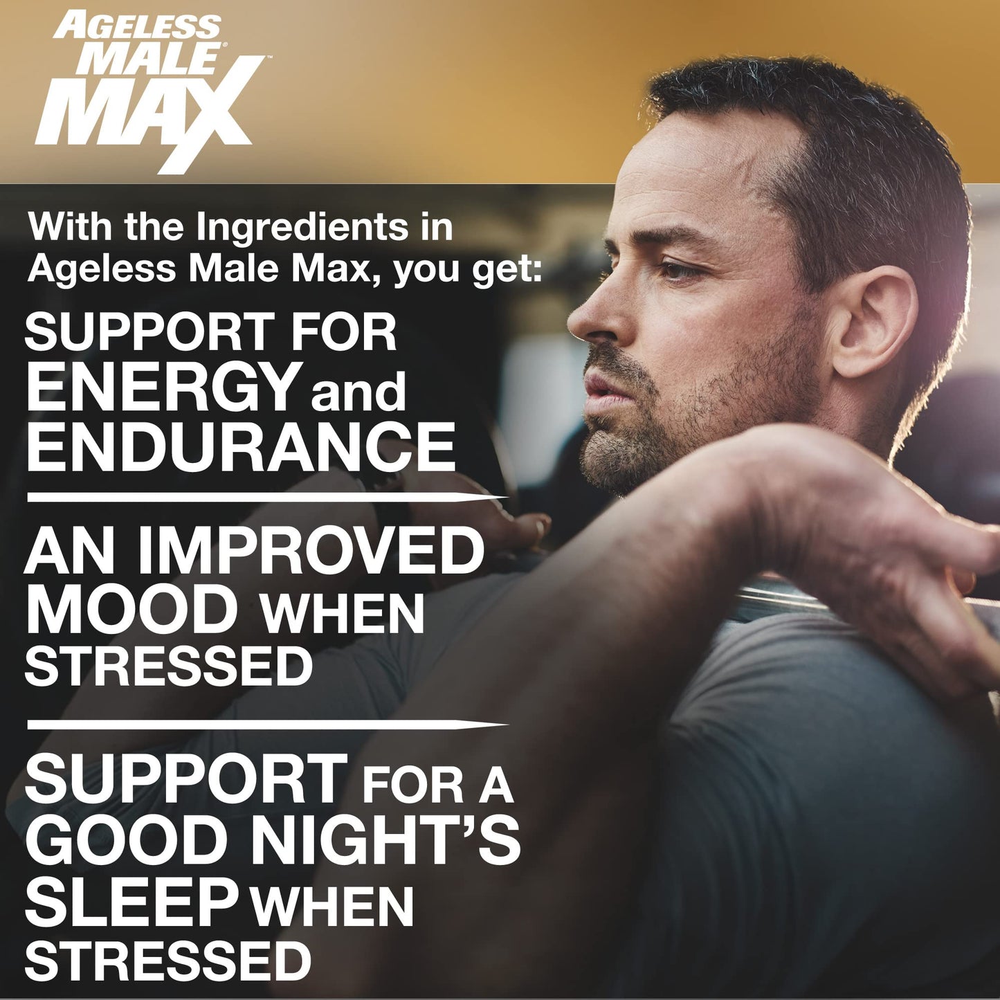 Ageless Male Max Chewable Nitric Oxide Booster Supplement for Men - High Potency Ashwagandha Extract to Boost Workouts, Muscle & Performance, Reduce Stress, Support Sleep - 100 Count