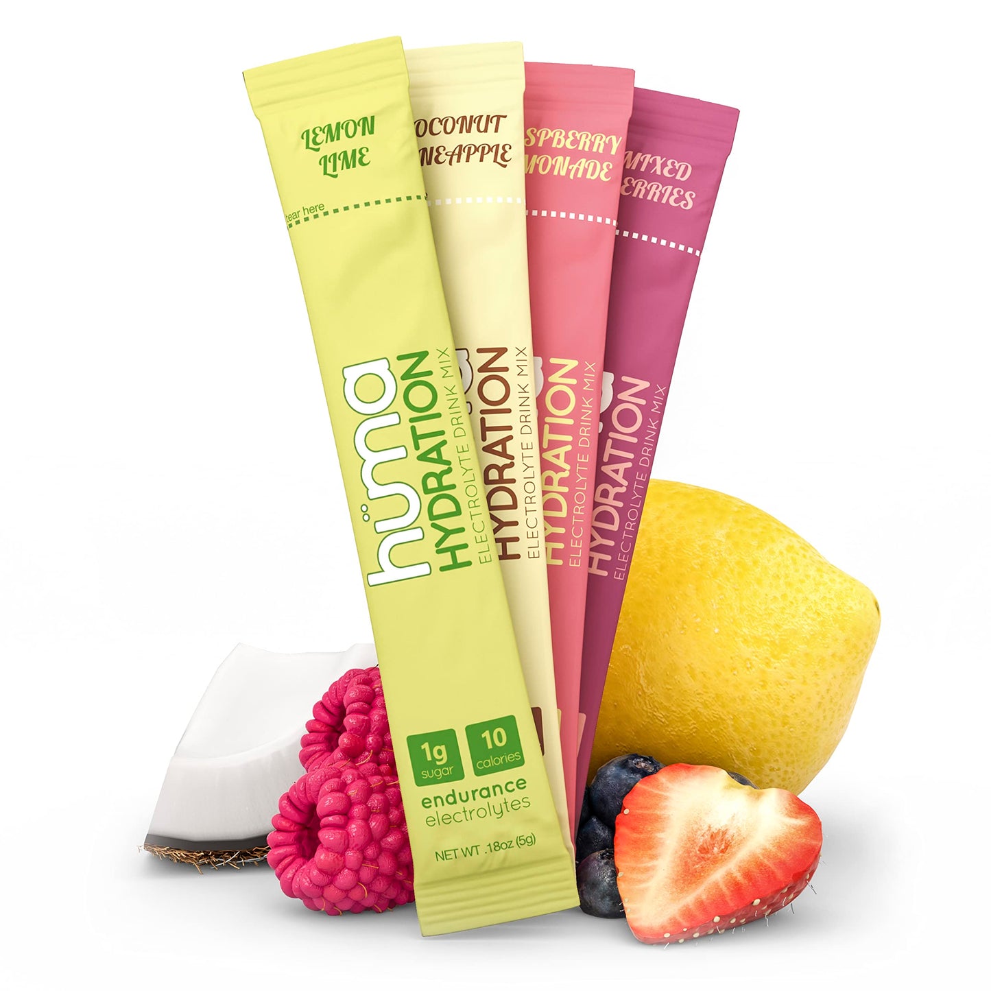 HUMA CHIA Hydration Drink Mix, Variety 30 Packets - Low Calorie, High Electrolyte Powder for Sports & Exercise - 100% Natural, 1g Sugar, 10 Cal