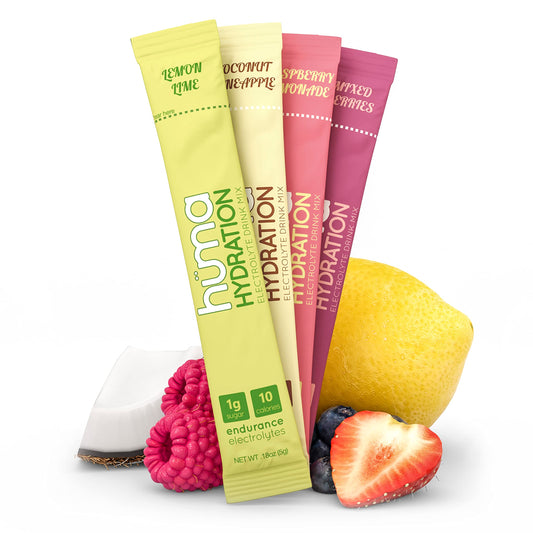 HUMA CHIA Hydration Drink Mix, Variety 30 Packets - Low Calorie, High Electrolyte Powder for Sports & Exercise - 100% Natural, 1g Sugar, 10 Cal