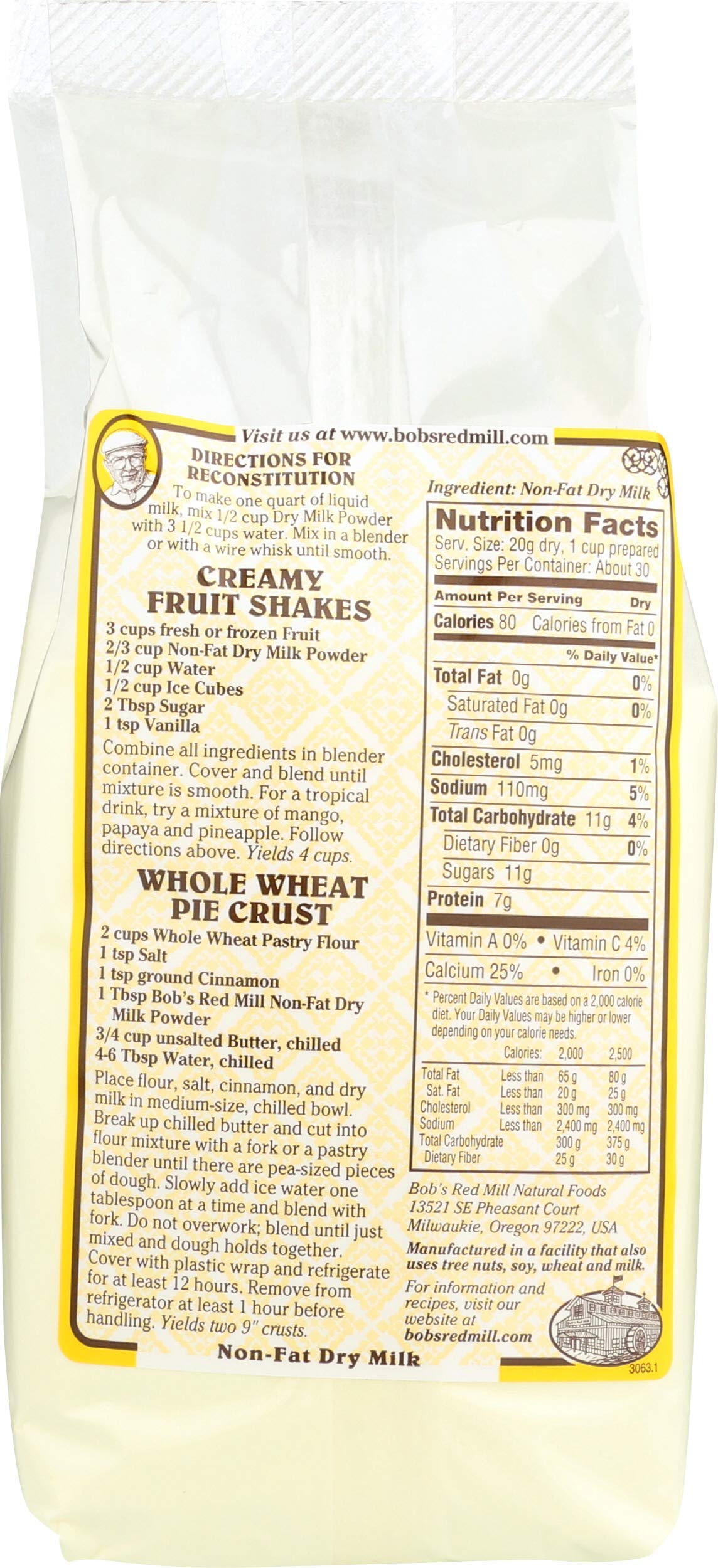 Bobs Red Mill Milk Powder 22 Ounce