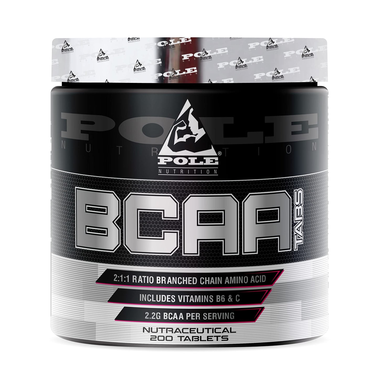 Pole Nutrition BCAA TABS Branched Chain Essential Amino Acids for Muscles Recovery and Performance Includes Vitamins B6 and C | 200 Tablets, 100 Servings