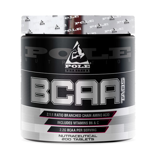 Pole Nutrition BCAA TABS Branched Chain Essential Amino Acids for Muscles Recovery and Performance Includes Vitamins B6 and C | 200 Tablets, 100 Servings