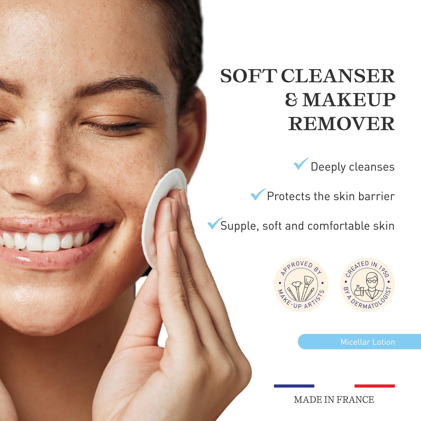 Embryolisse Micellar Lotion Makeup Remover for Sensitive Skin, Gentle Cleansing and Toning Floral Water with Chamomile, Cornflower & Witch Hazel, No-Rinse, 8.45 fl oz