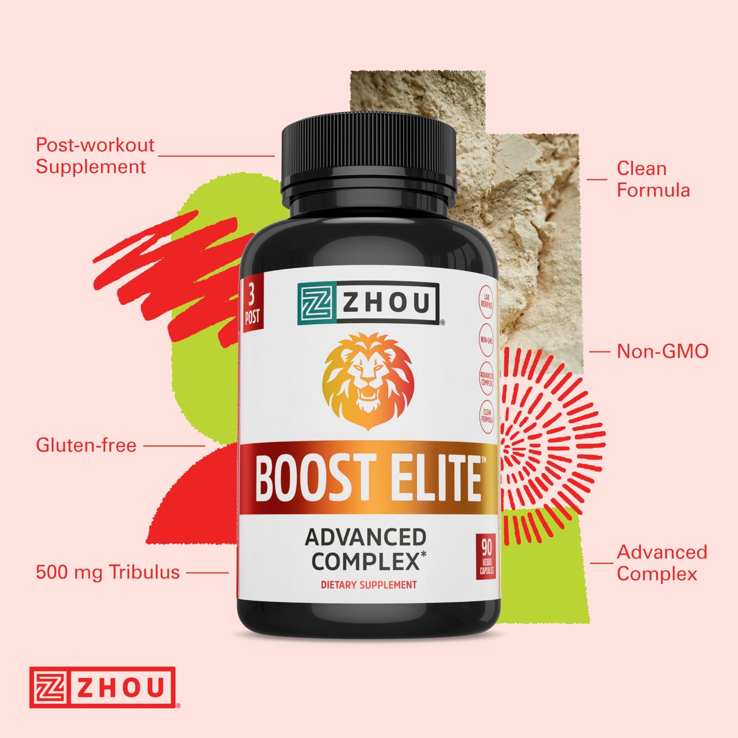 Zhou Boost Elite, Formulated to Increase Stamina & Energy Support, 30 Servings, 90 Veggie Caps