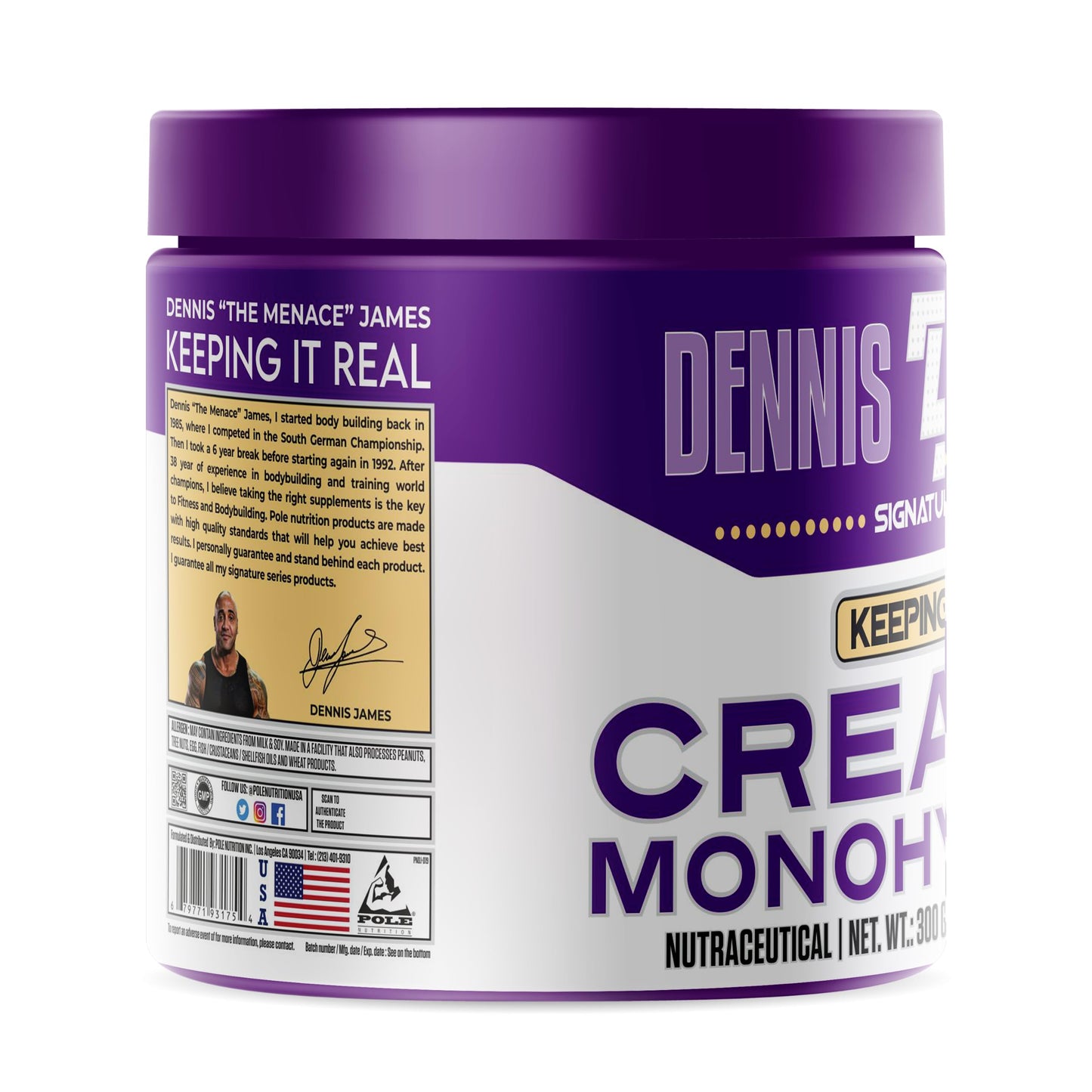 DENNIS JAMES Signature Series Creatine Monohydrate | 300g | 100 Servings | Premium Micronized Creatine for Strength, Muscle Growth & Recovery