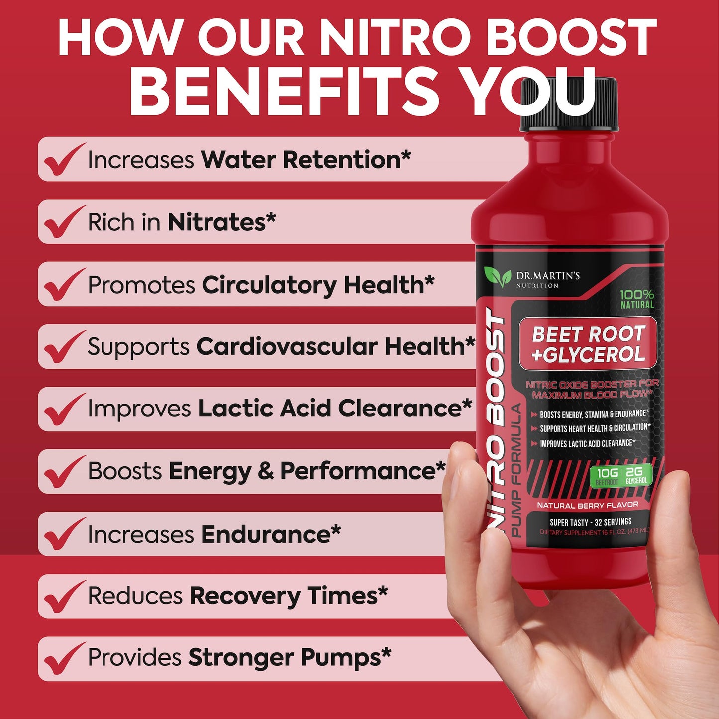 NitroBeet 12,000mg | Beet Root Enhanced with Glycerol | | Enhances Lactic Acid Clearance | Supports Heart Health & Blood Flow | Beetroot Supplement for Men & Women