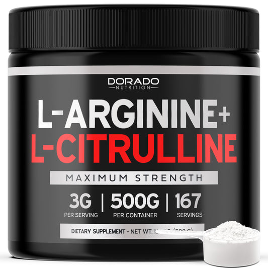 L Arginine L Citrulline Supplement Powder (3g) Nitric Oxide Booster Powder - L-Citrulline Supplements for Men & Women - Stamina, Performance & Endurance for Workouts - Vegan Safe & USA Made