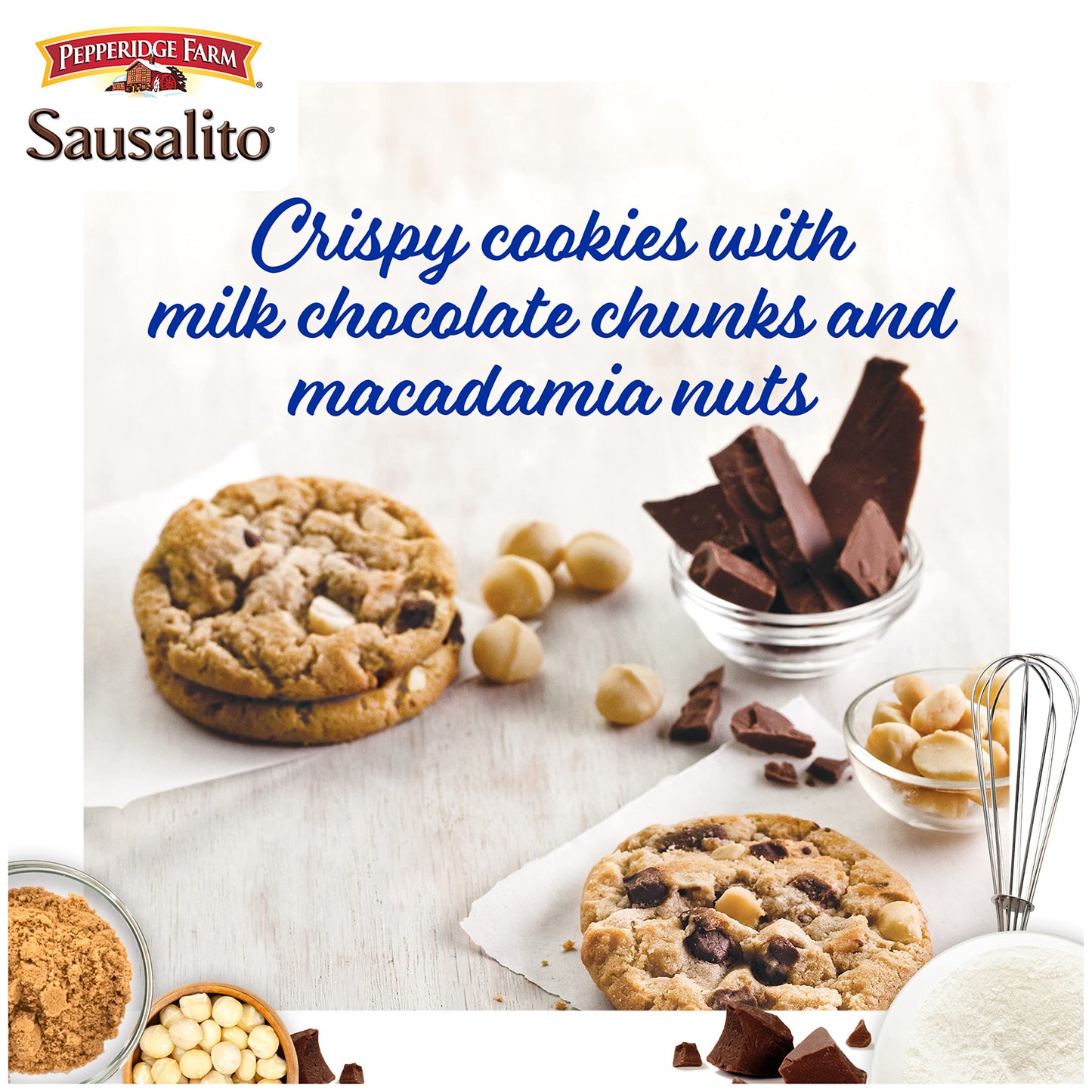 Pepperidge Farm Sausalito Crispy Milk Chocolate Macadamia Nut Cookies 72 OZ Bag 8 Cookies