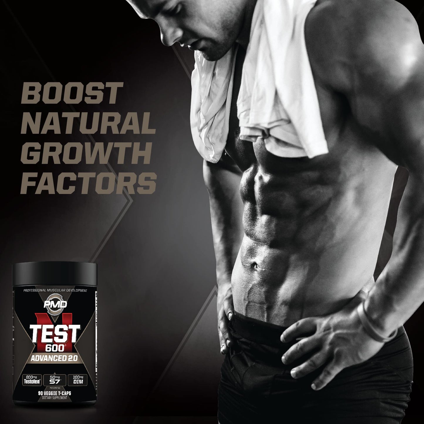 PMD Sports N-Test 600 Advanced Nitric Oxide Booster for Men - with Clinically Studied Testofen - Lean Muscle and Strength Gains with Estrogen Suppression (90 Veggie -Caps)