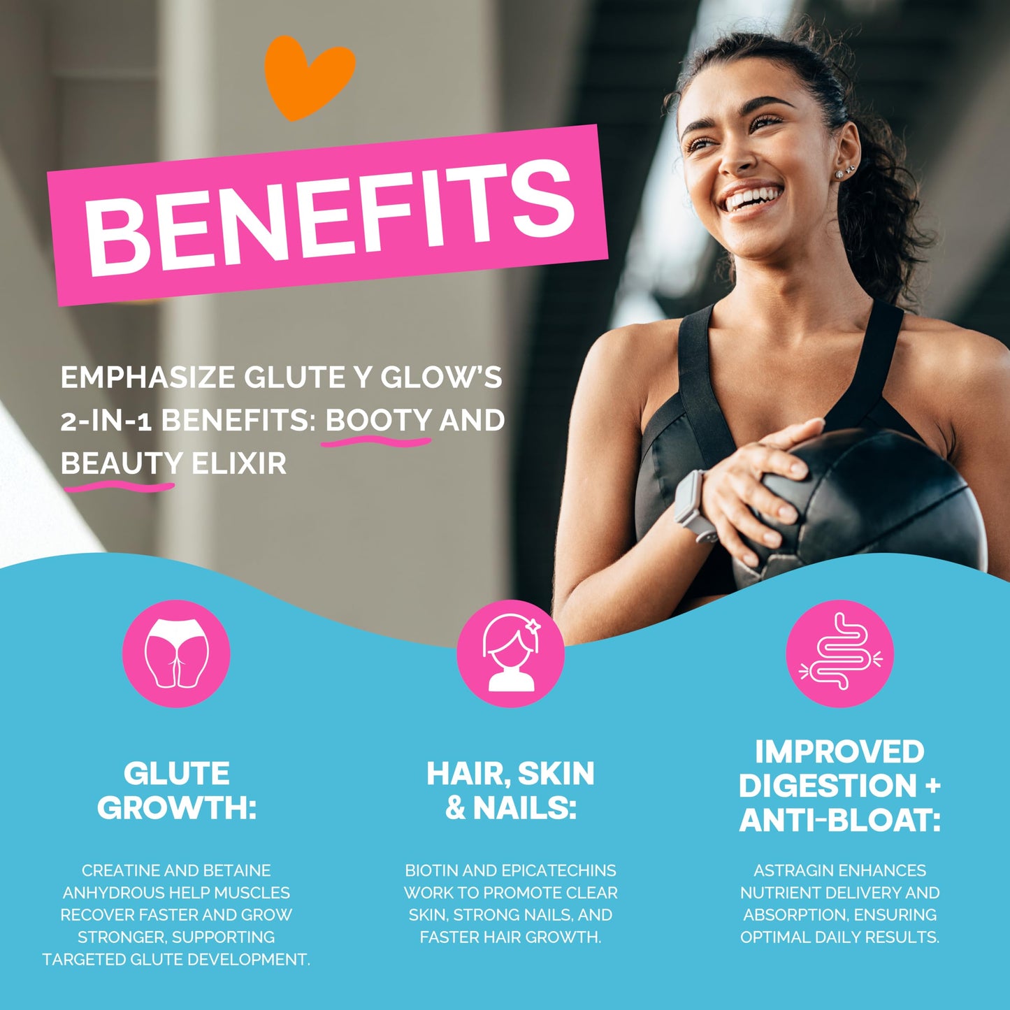 Amatemas Glute Y Glow, Creatine for Women 2-in-1 Booty & Beauty Elixir W/Creatina para Glúteos┃Supports Faster Hair Growth, Stronger Nails & Glowing Skin - Horchata Flavor